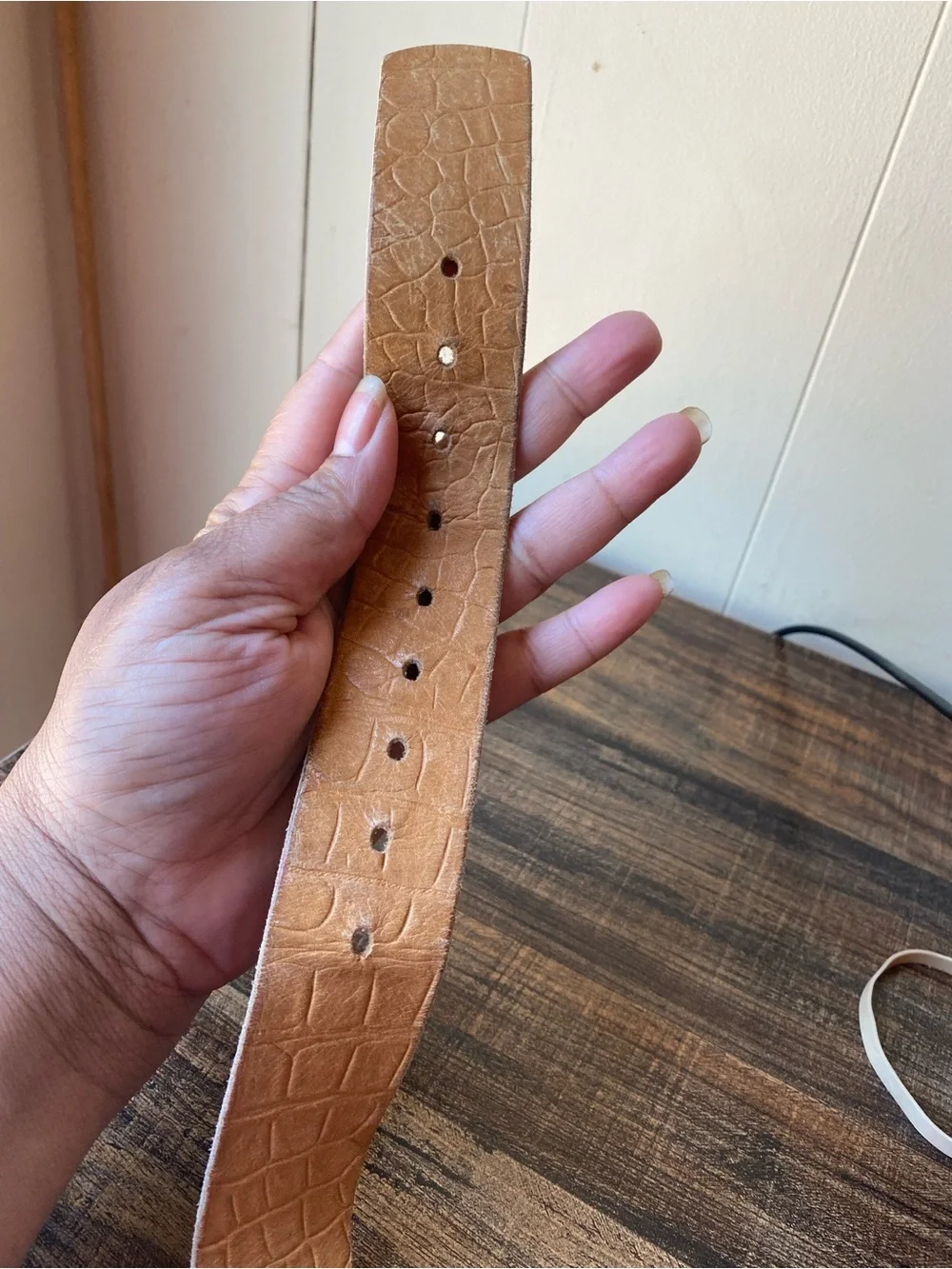 Vintage Textured Leather Belt,  26”
